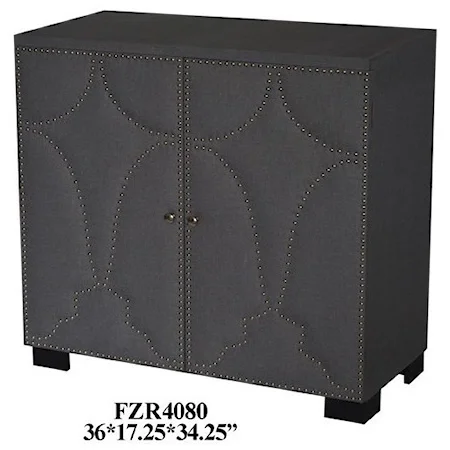 Oliver 2 Door Grey Linen Nailhead Cabinet